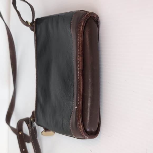 Brahmin Leather Black Brown Crossbody Shoulder Leather Purse Bag Vintage - Picture 8 of 14